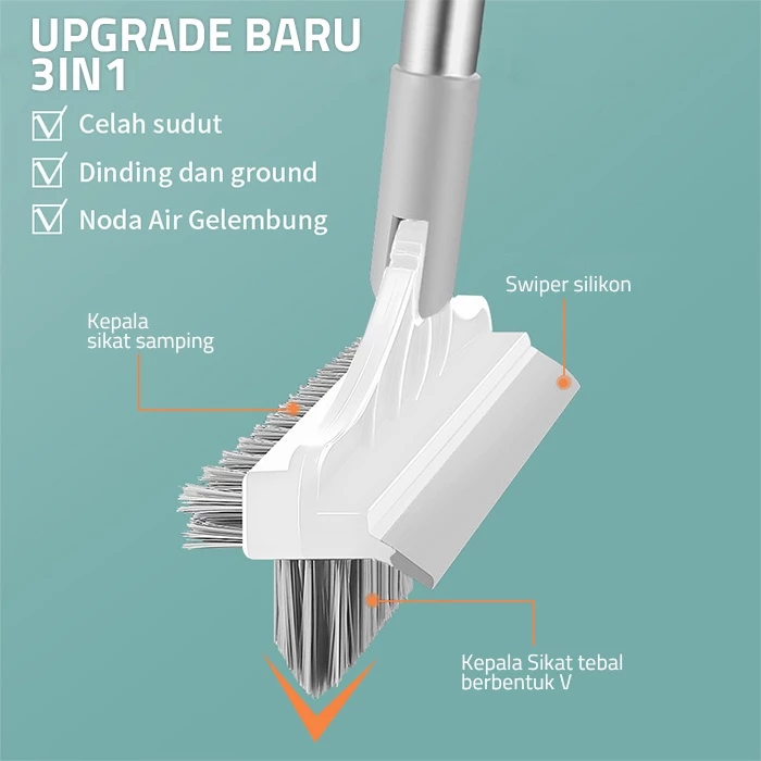 [UNIK88] Sikat Dorong Lantai Kamar Mandi (3 in 1) 1800 - Sikat Pembersih Dinding WC Wiper | AutoStock