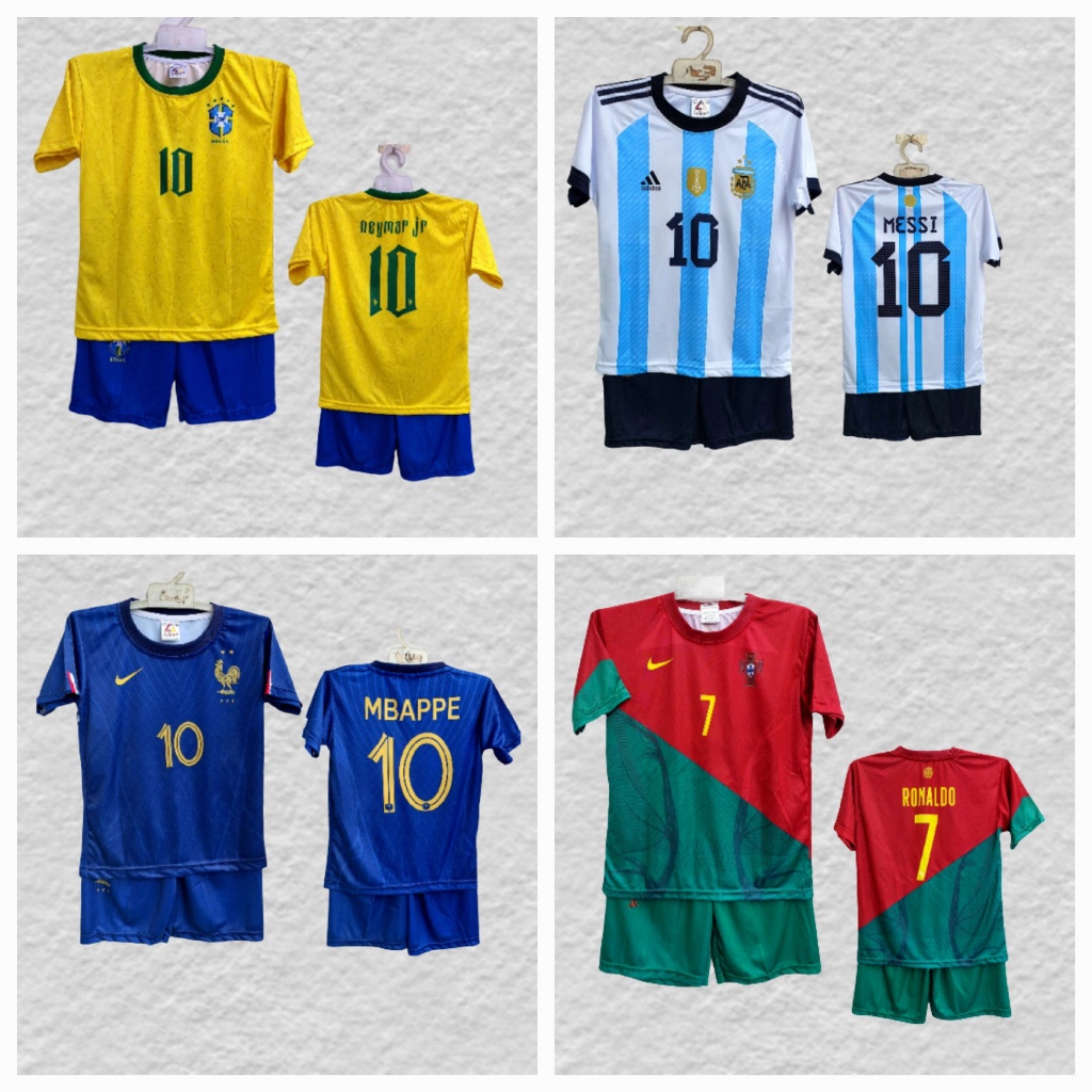 Store France # 10 Mbappe /Brasil # 10 Neymar / Argentina # 10 Messsi Sets Size 14