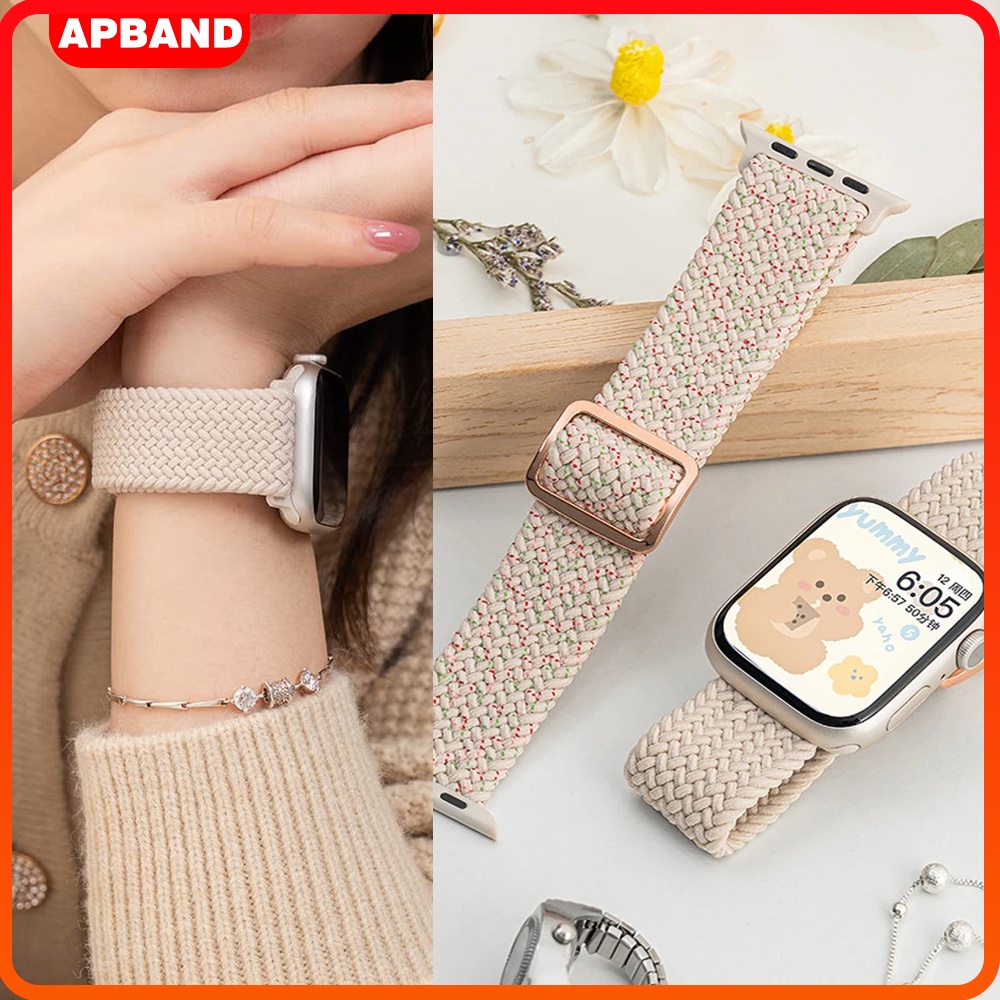 Nylon Strap for Apple Watch Ultra 4 3 2 Ultra 49mm Series 12 11 10 9 8 7 6 5 4 3 2 1 SE 3 46mm 42mm 41mm 45mm Elastic Braided Adjustable Colorful Belt Bracelet Metal Buckle Band for Iwatch 38mm 40mm 42mm 44mm DT No 1 HW22 W26 IWO T900 T800 Ultra T500+pro