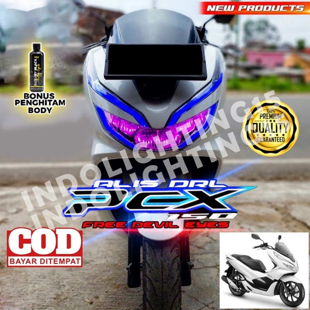 Jual LAMPU ALIS DRL LED PCX 150 BONUS DEVIL EYES LAMPU DEPAN LIS SENJA ...