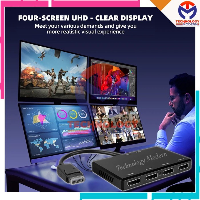 Jual 4K Multi Monitor 1 PC Extend 4 Display 120Hz (Tampil beda beda ...
