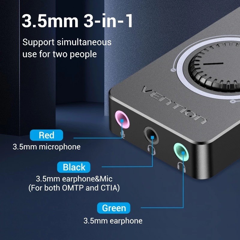 Jual VENTION Sound Card USB 2.0 to Jack 3.5mm Adapter with Microphone ...