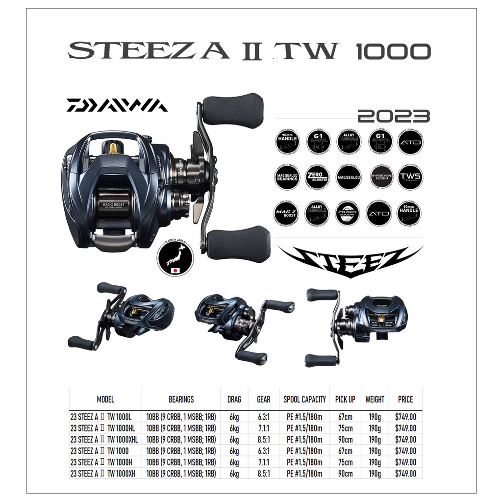 Reel Pancing BC Daiwa Steez A II TW 1000 Model 2023 Termurah Free Packing  Jaminan Aman