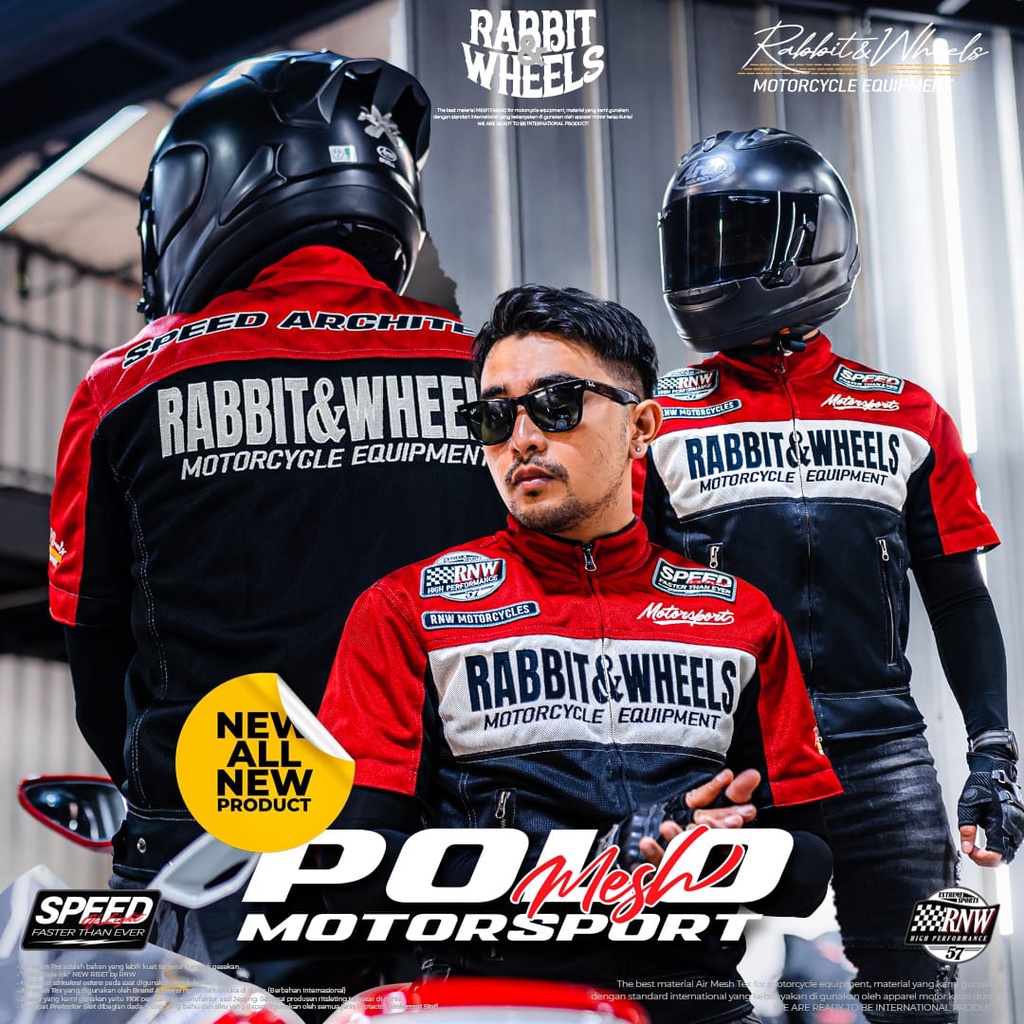 Jual POLO MESH MSP RED RABBIT AND WHEELS | Shopee Indonesia