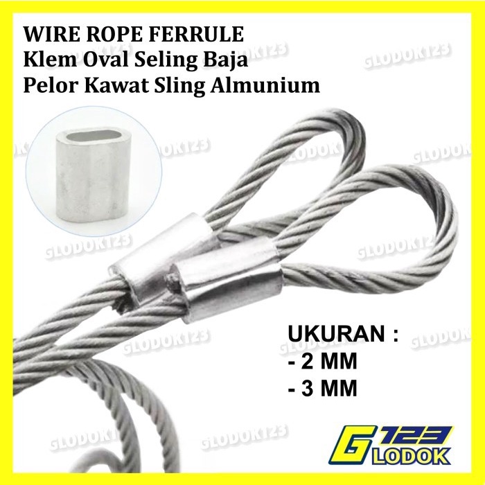 Jual Crimp Skun Ferrule Almunium Pengait Kawat Klem Sling Seling Baja ...