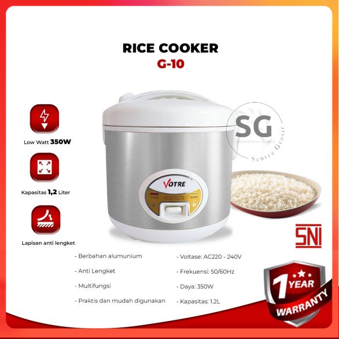 Jual Rice Cooker 1.2 Liter G10 / Penanak Nasi Votre G10 1.2 Liter Shopee Indonesia