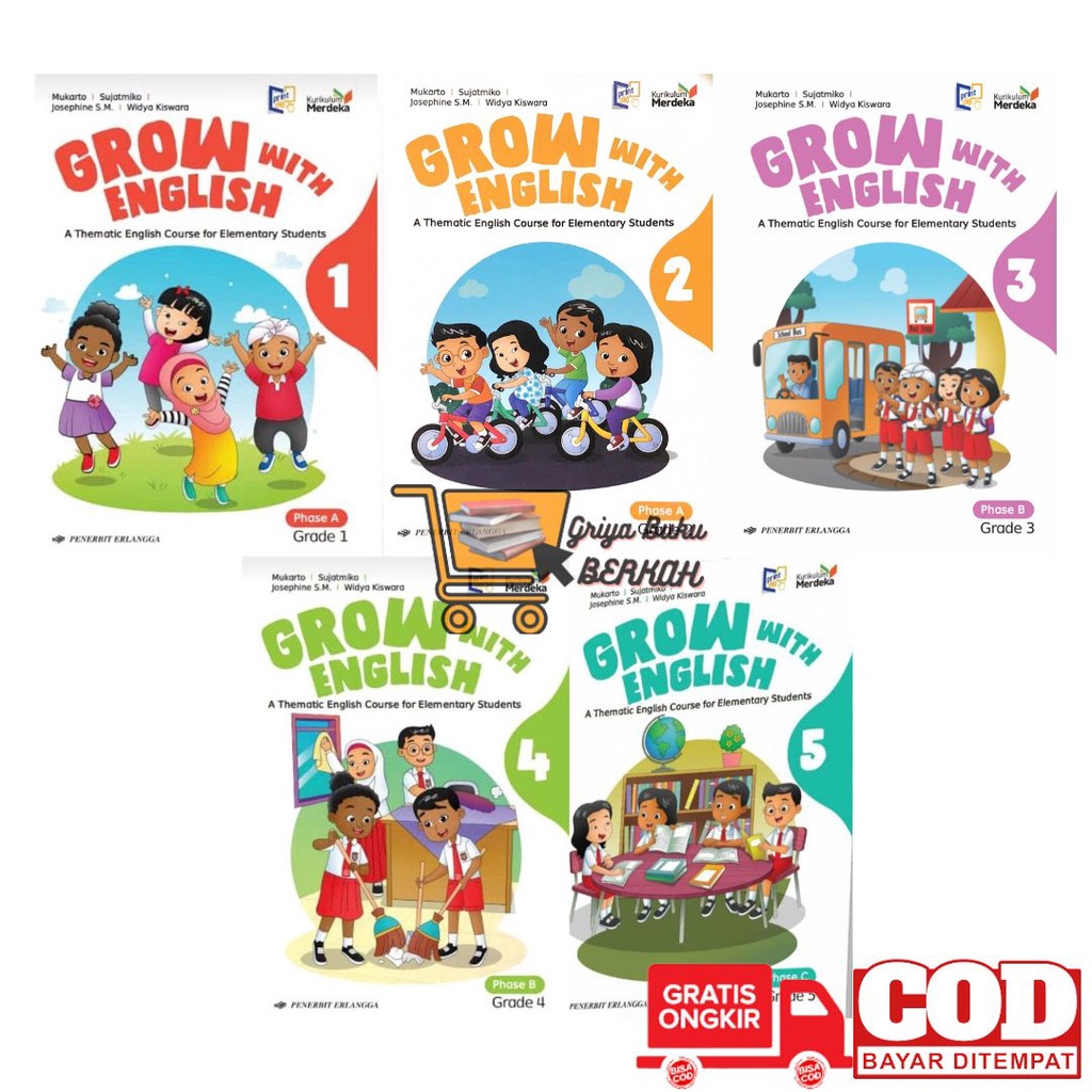 Jual Buku Grow With English SD/MI Kelas 1 2 3 4 5 6 Penerbit Erlangga ...