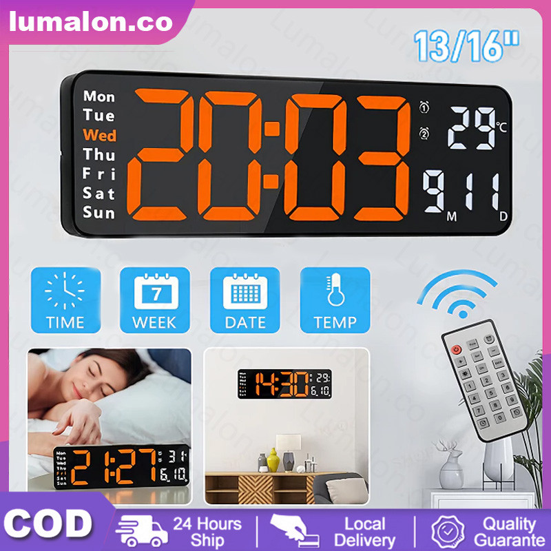 Jual Lumalon 13 Inci Jam Digital LED Besar Tampilan Jelas Dinding / Jam ...