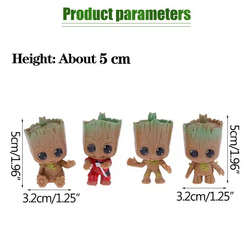 Jual 4Pcs Miniatur Boneka Motif Baby Groot Lucu Pajangan Dashboard ...