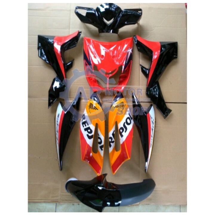 Jual cover full body halus honda Blade lama merah hitam plus striping Shopee Indonesia