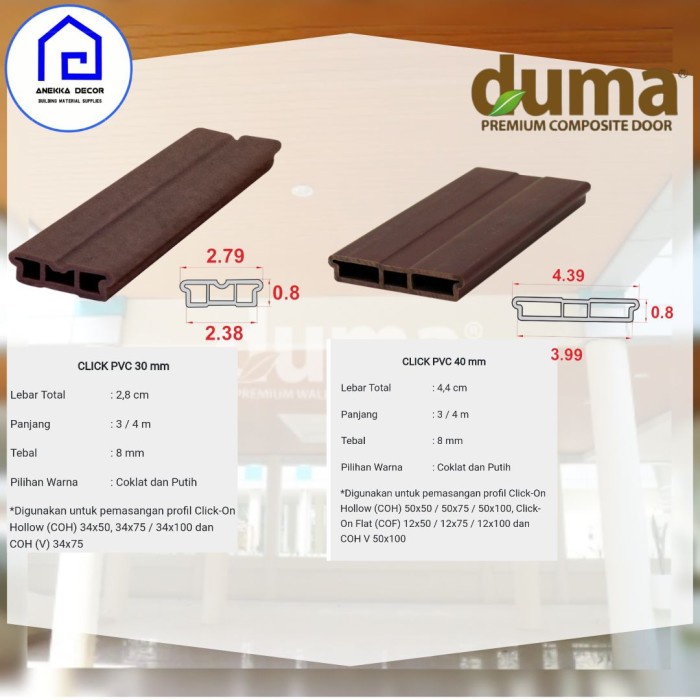 Jual click pvc duma untuk pemasangan profil duma - Click PVC 30 mm, 3 ...