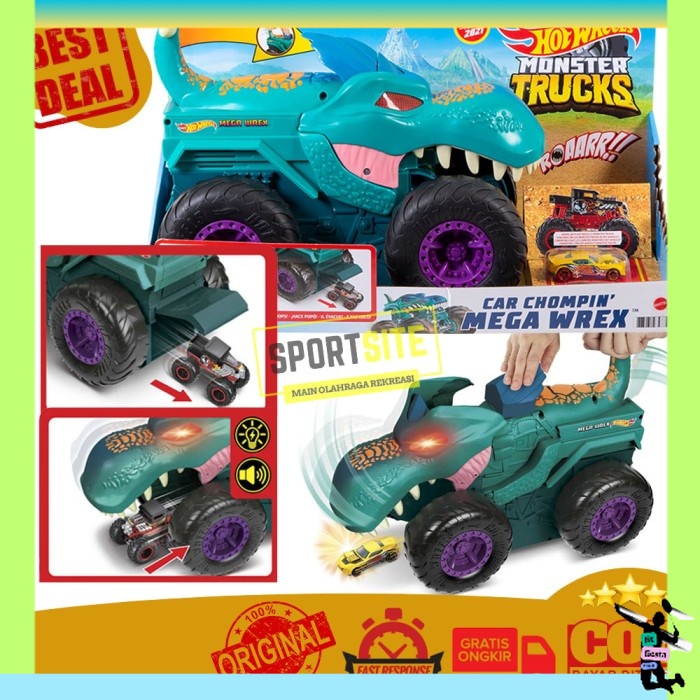Jual Hot Wheels Monster Trucks Car Chompin Mega Wrex Giant Vehicle