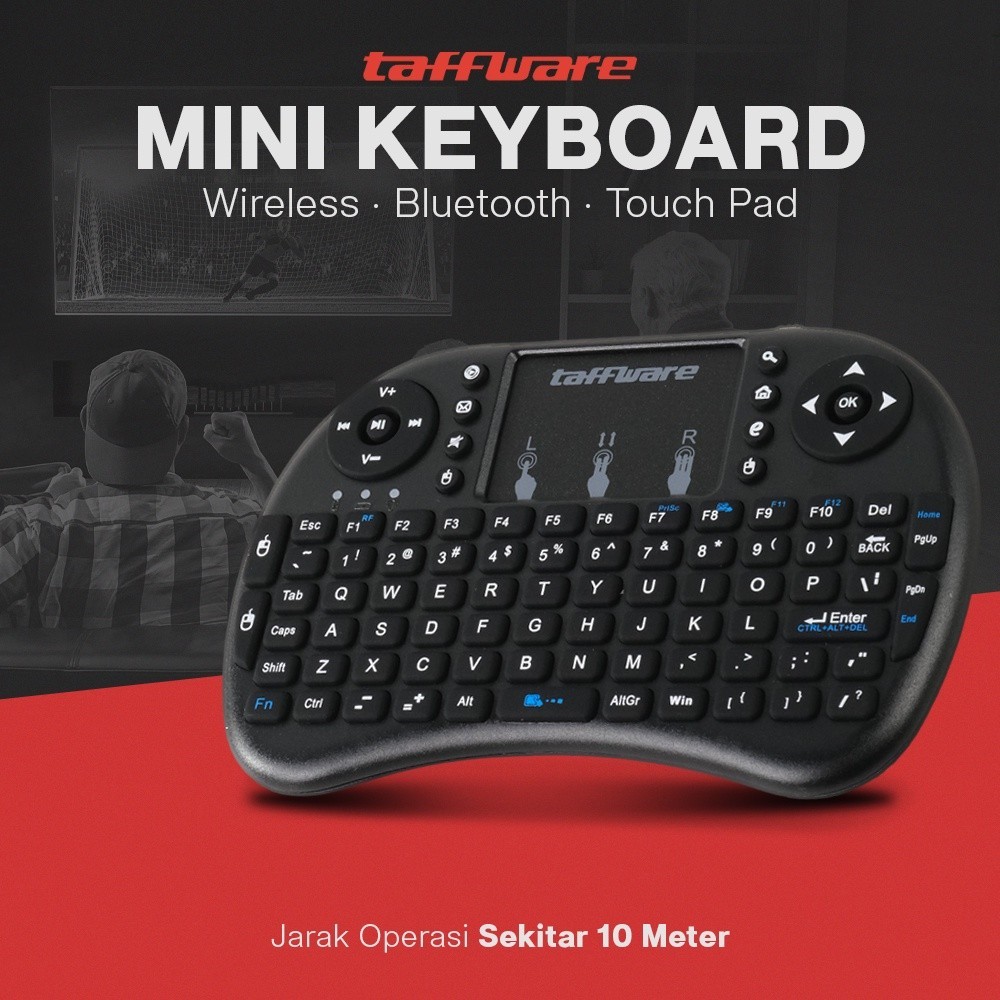 Jual Taffware Mini Keyboard Wireless 2.4GHz dengan Touch Pad & Mouse ...