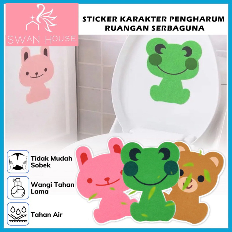Jual Stiker Pewangi Toilet Karakter Beruang Kelinci Kodok Lucu Stiker ...