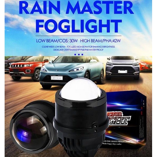 Jual Lampu Biled Foglamp Projector Lens Rainmaster Clear Lens Bi Led Projie Kabut Fog Shopee