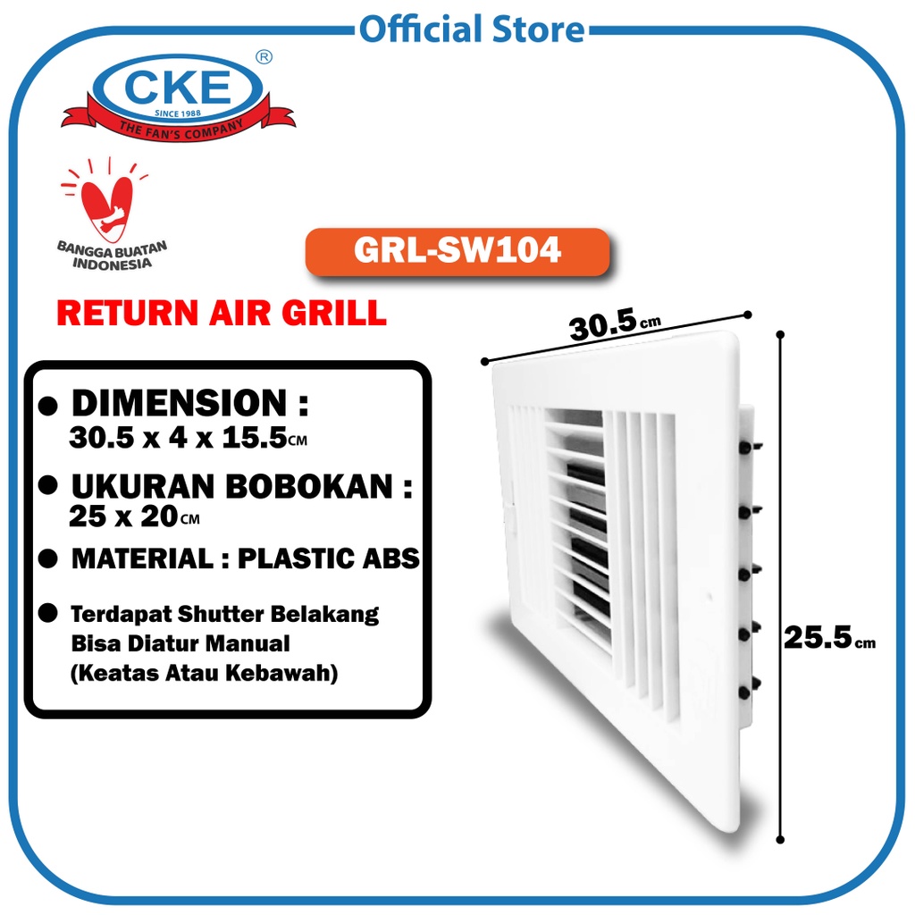 Jual RAG Return air grill ukuran dalam 20x25cm Grill AC Ducting ...
