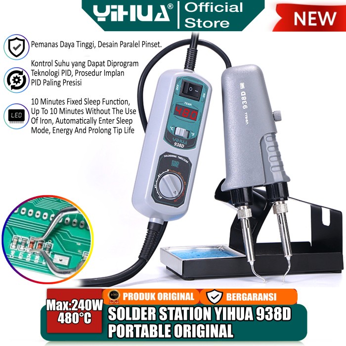 Jual Yihua 938D Soldering Tweezer Portable Solder Jepit Pinset SMD IC