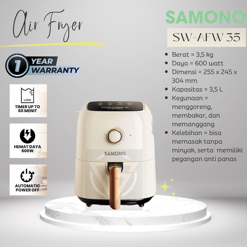 Jual Air Fryer SAMONO SW-AFW35 600W 3.5L | Shopee Indonesia