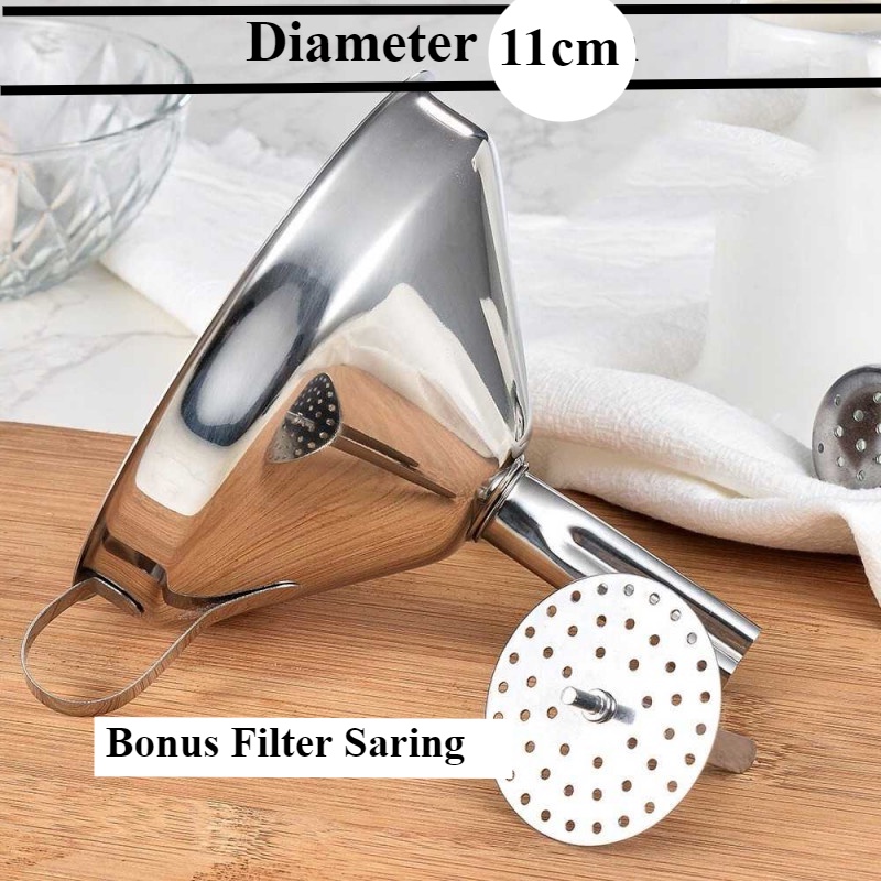 Jual Diameter 11 cm - Corong Stainless Steel + Filter - Corong ...