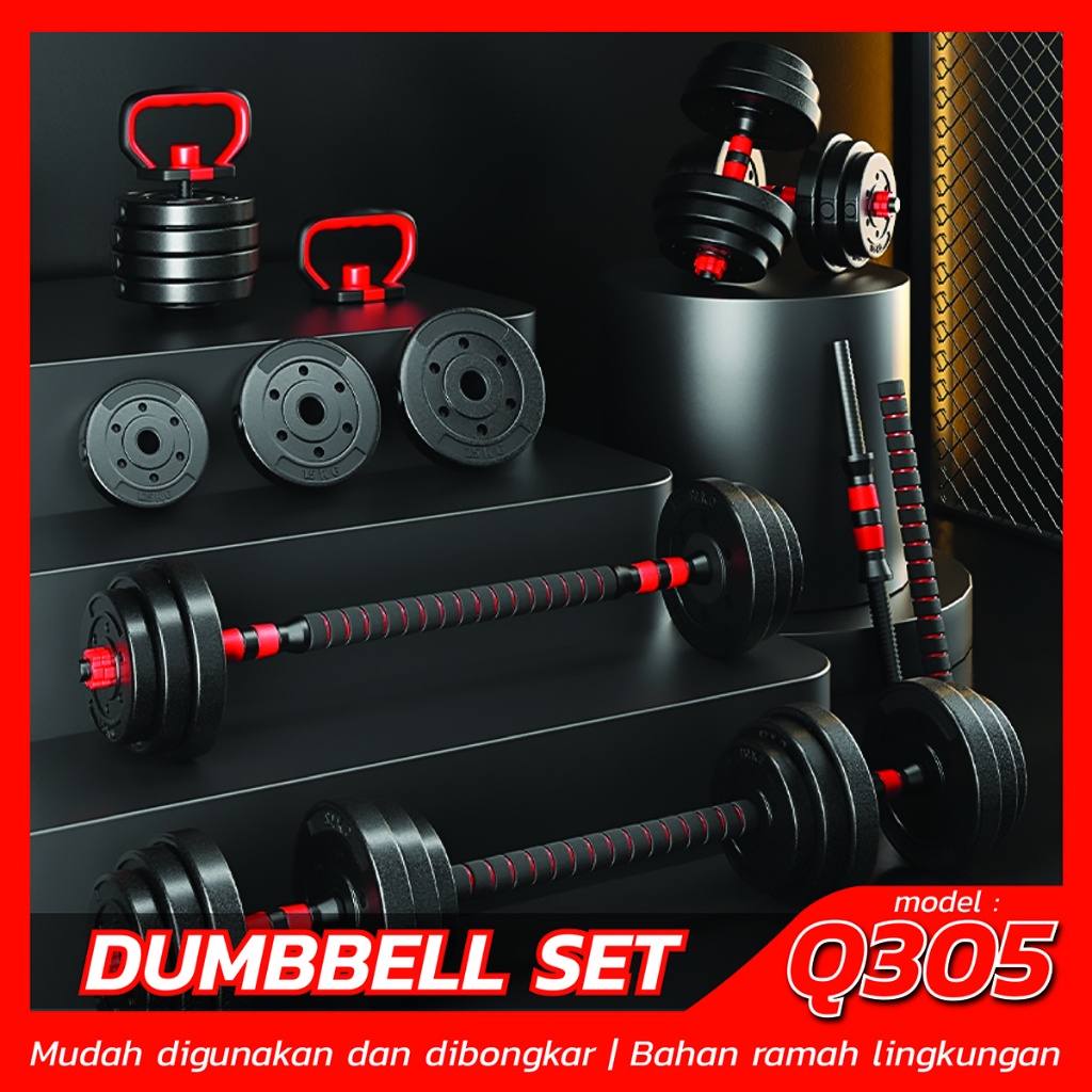 Jual BG SPORT Dumbell Set 20KG PVC Alat Latihan Set Barbel Multifungsi ...