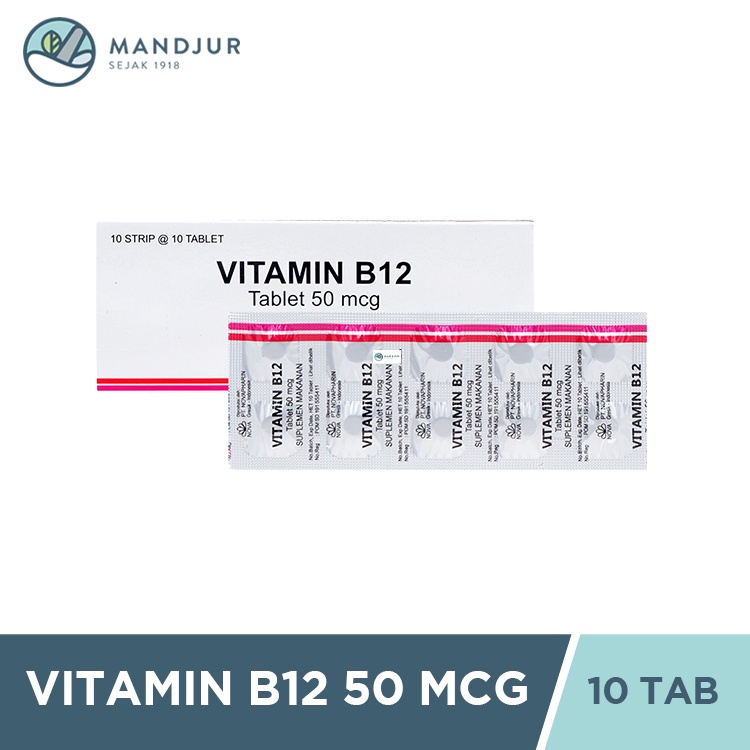 Jual Vitamin B12 50 Mcg 10 Tablet - Suplementasi Vitamin B12 | Shopee ...