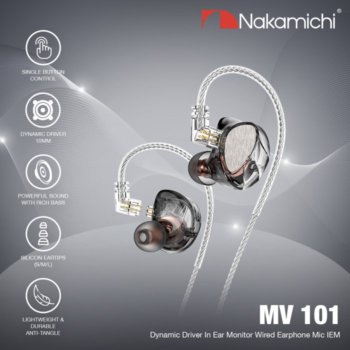 Jual Nakamichi MV 101 Dynamic Driver In Ear Monitor Wired Earphone Mic