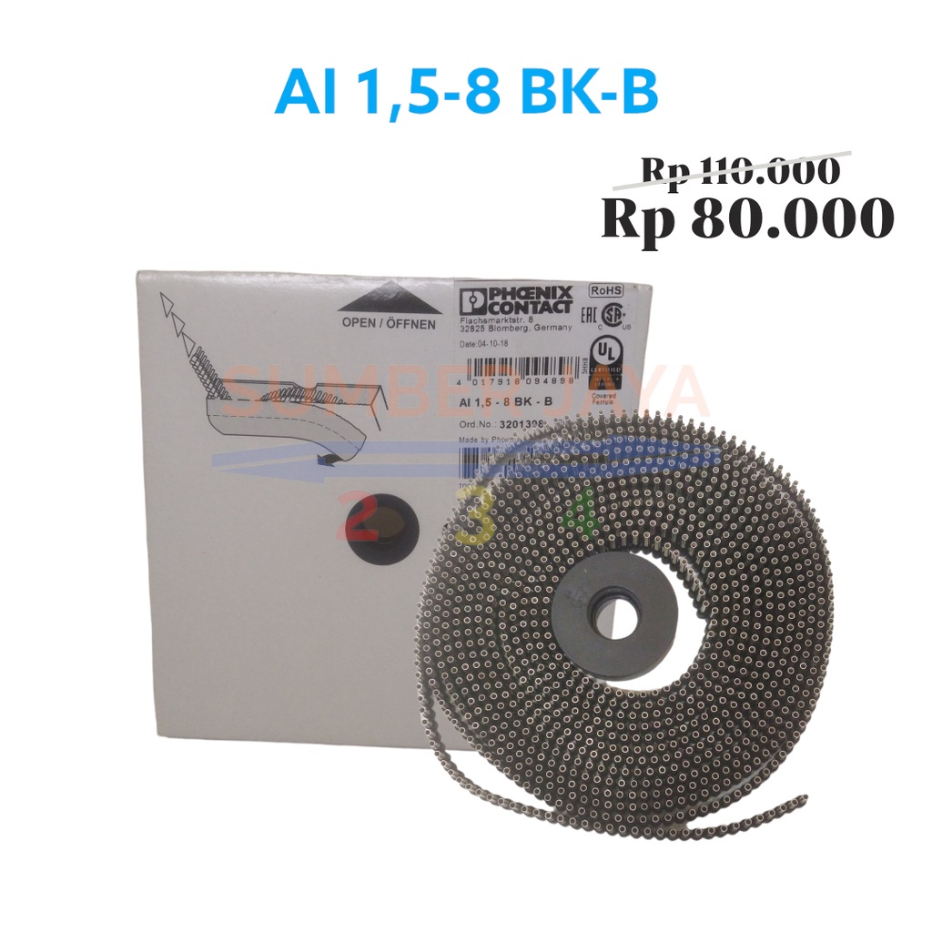 Phoenix Contact Aderendhülsen 5-8 BK-S - 1000 Stück, Isoliert