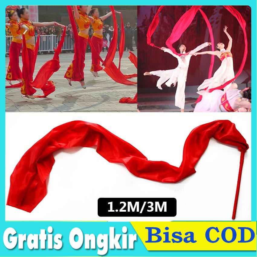 Jual Tongkat Tari Red Silk Ribbon/ Asesoris Tarian Tradisional / Alat ...