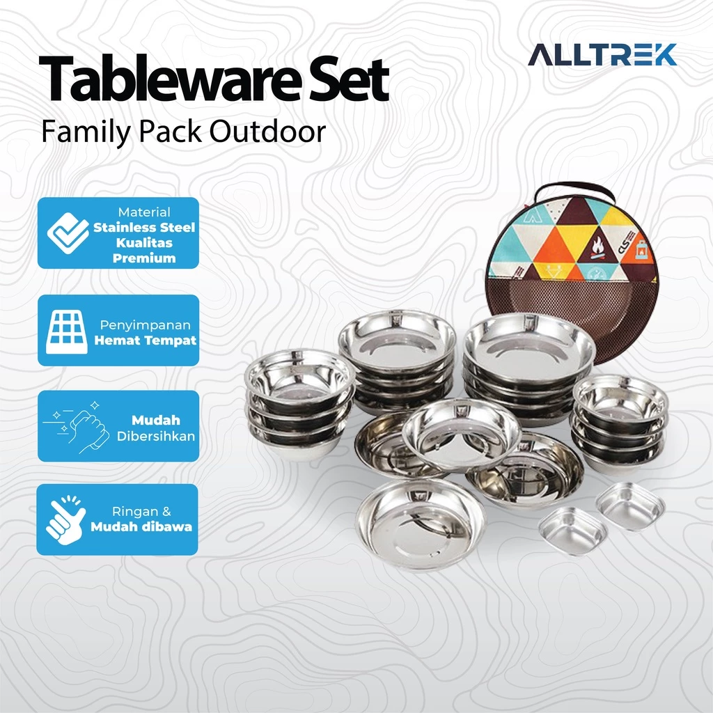 Tableware Family Pack 22 Pcs Set Outdoor Camping Portable