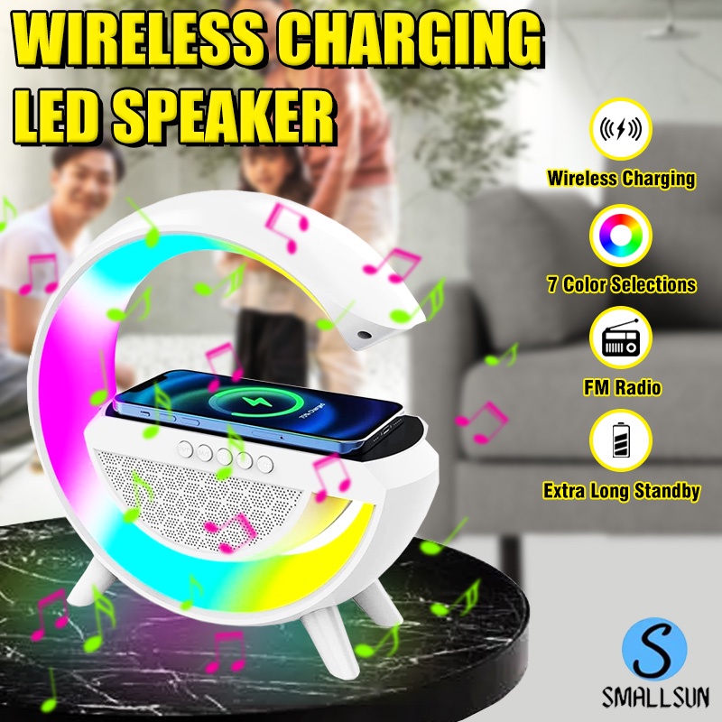 Jual (SS) Speaker Bluetooth LED Ambient Light Wireless Charger Lampu
