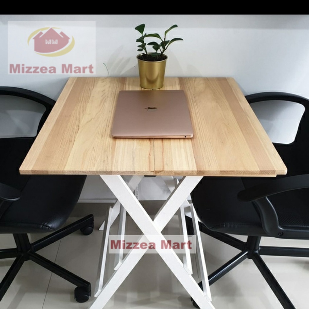 Jual Mizzeamart Meja Lipat Ukuran Custom Pesanan 55x55 Tinggi 110 Cm