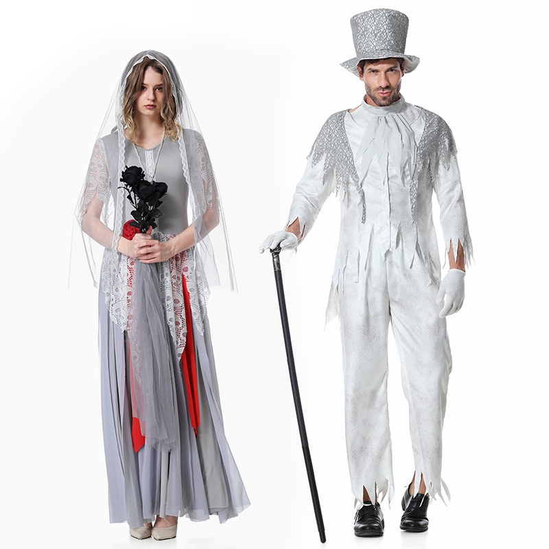 Jual Preorder Zombie Bride And Ghost Groom Cosplay Uniform For Women And Men Or Couples Scary 4954