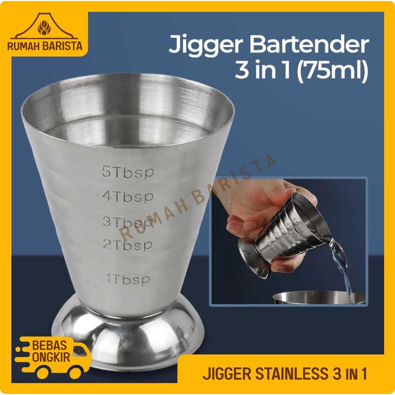 Jual Jigger Gelas Ukur 3in1 Stainless Steel Gelas Takar Barista Mocktail 3 In 1 Alat Ukur 1291