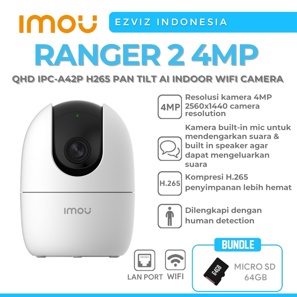 Jual IMOU RANGER 2 4MP QHD IPC-A42P H265 PAN TILT AI INDOOR WIFI CAMERA ...