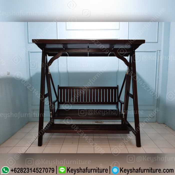 Jual Ayunan Minimalis Kayu Jati Lengkap Dengan Alas Kaki Ayunan