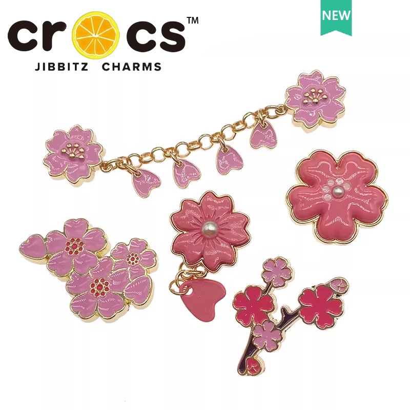 Jual Metal jibbitz crocs Shoe Buckle Pink Cherry Blossom Chain Cute