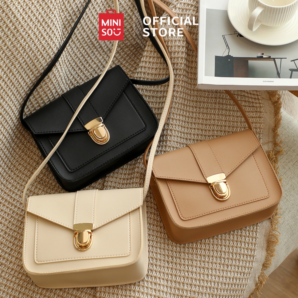 Jual COD MINISO Crossbody Bag Tas Selempang Kulit Kerang Mode Kunci