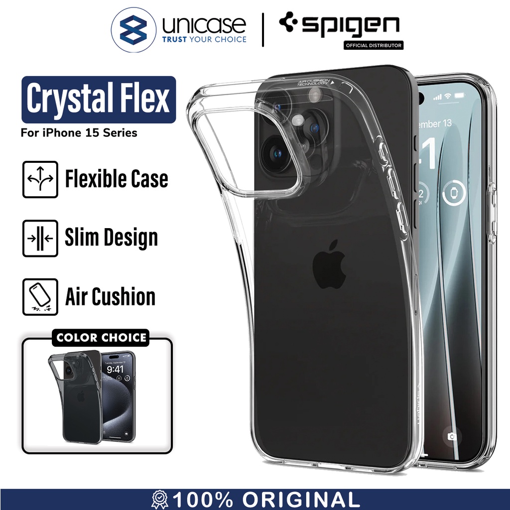 Jual Case IPhone 15 Pro Max Plus Spigen Crystal Flex Clear Slim Soft ...