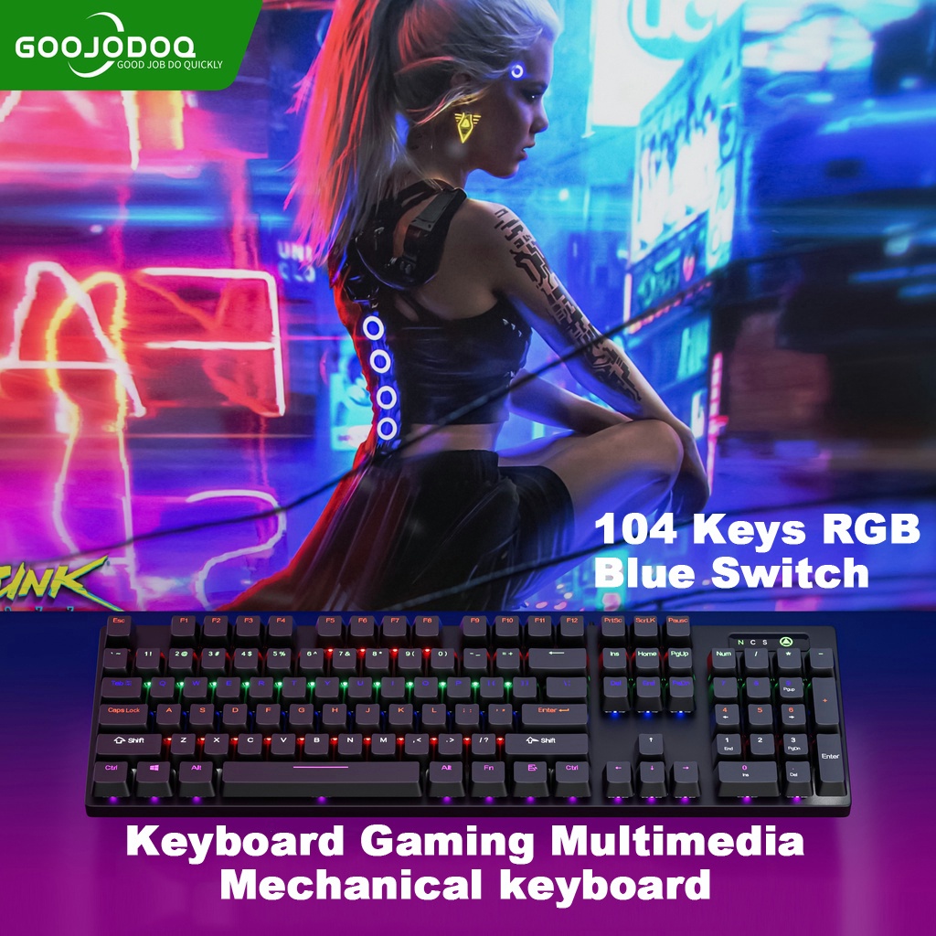 Jual Keyboard Gaming Multimedia Mechanical keyboard 104 Keys - RGB Blue ...