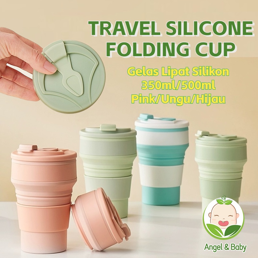 Jual Gelas Mug Lipat Silicone 350ml Gelas Travel Portable Foldable Cup Collapsible Cup 7335