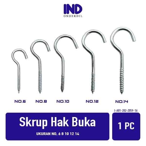 Jual Skrup Hak Terbuka Ukuran No Cantolan Kaitan Kait Screw Hook Screwhook Buka