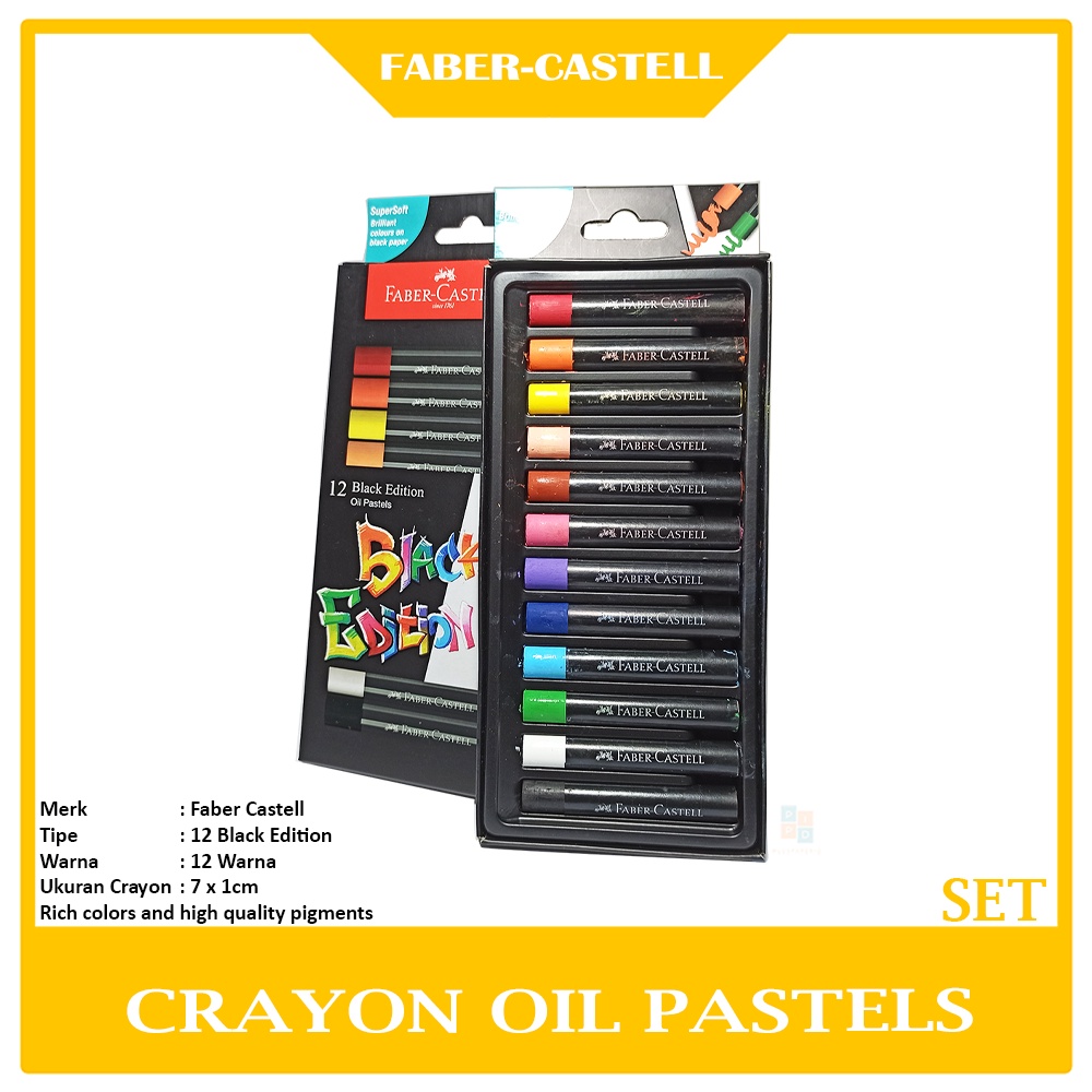 Jual Faber Castell - Oil Pastel Crayon Black Edition 12 Warna - Set ...