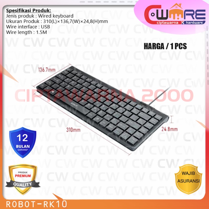 Jual Robot RK10 Mini USB Wired Keyboard Kabel Silent Button Anti Slip ...