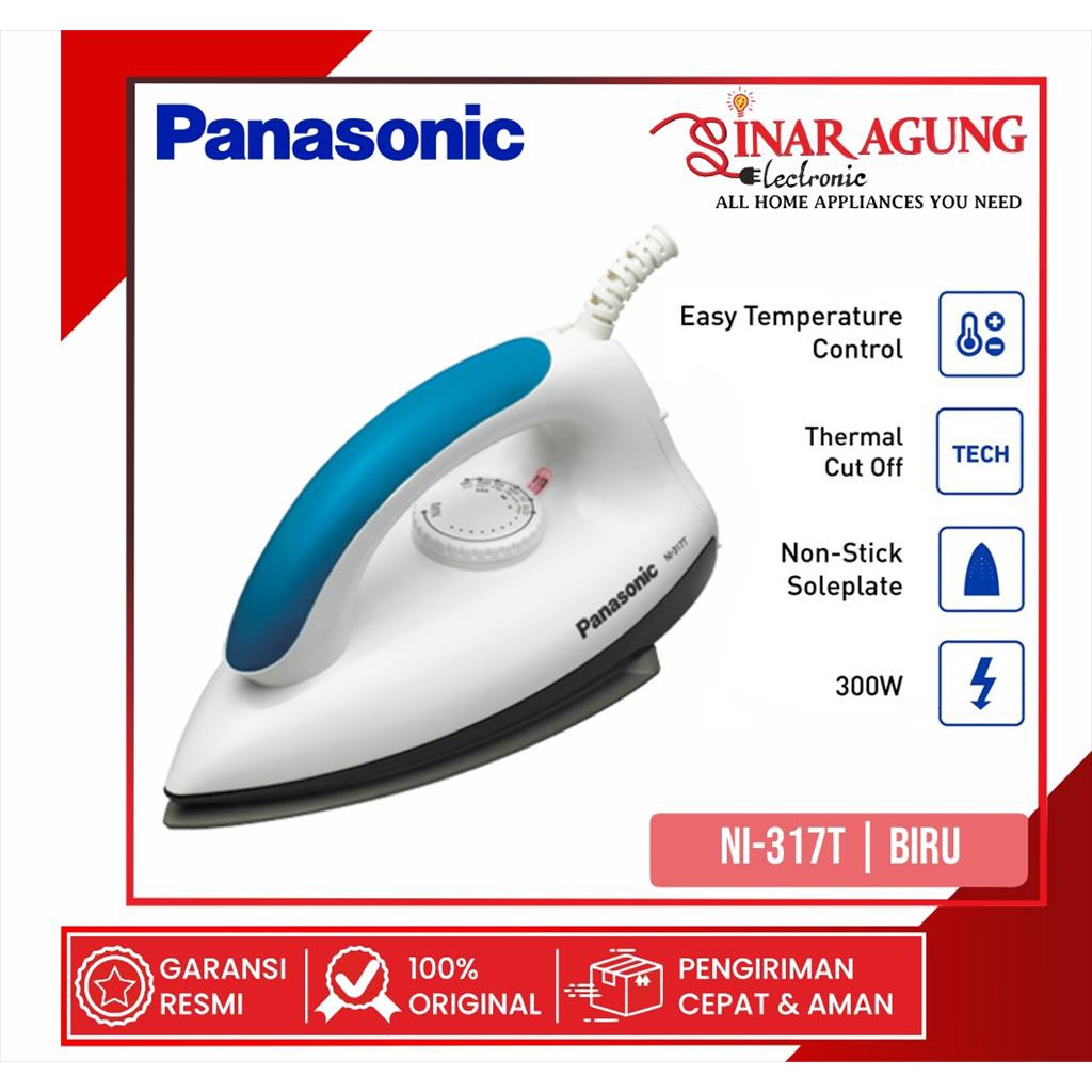 Jual [COD] SETRIKA PANASONIC NI317T / NI-317T / NI317 BIRU (DRY IRON ...