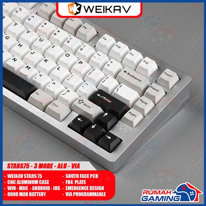 Jual WEIKAV STARS75 - 75% - Aluminum - Gasket - South Face RGB - QMK ...