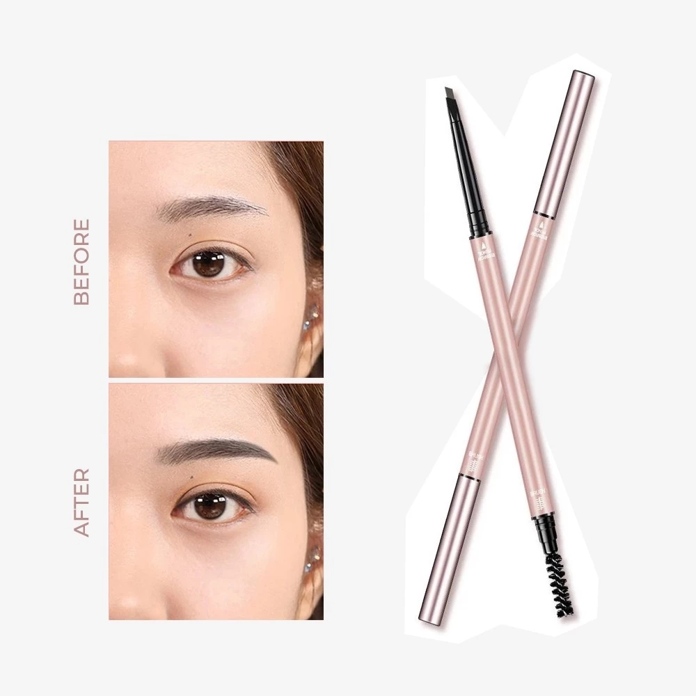 ( CUCI GUDANG ) Eyebrow Pensil Alis Kepala Ganda Tahan Lama - 2in1 Kaya Warna Alis Cantik | AutoStock