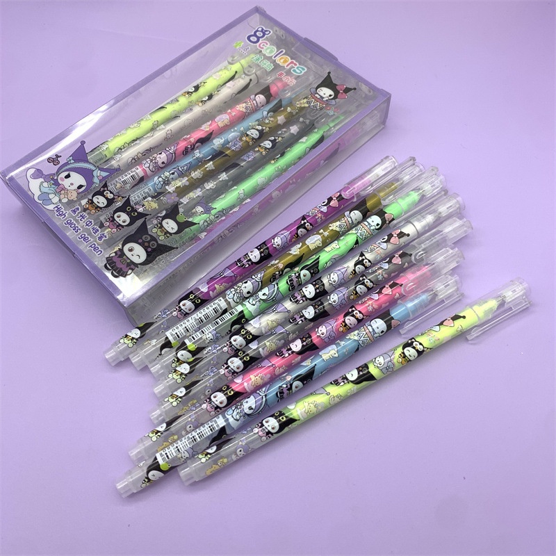 Jual Pulpen 8 Warna Sanrio Kuromi Pulpen Gel 8 Warna High Gloss Gel Pen ...