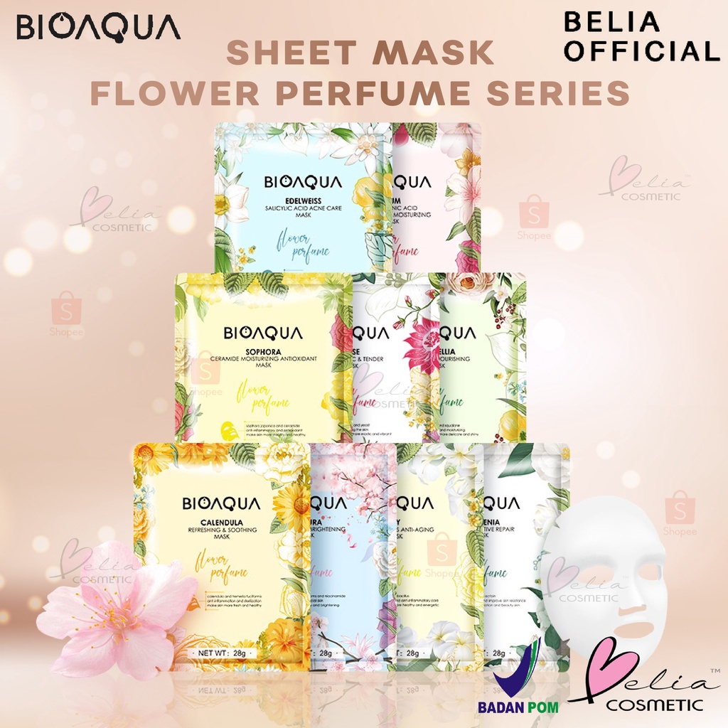 Jual Bioaqua Sheet Mask Masker Wajah Flowers Series Hydrating Essence Face Mask Brightening Dan