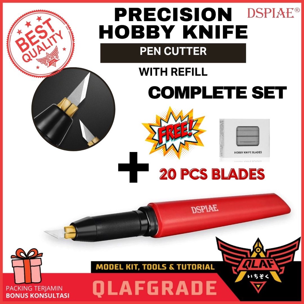 Jual Precision Hobby Knife with 20 refill pen cutter potong PT-DK ...