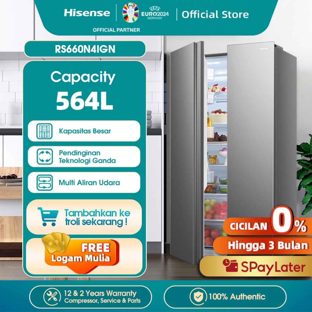 Jual Promo Spesial Hisense L Kulkas Side By Side Inverter Refrigerator Silver Rs N Ign